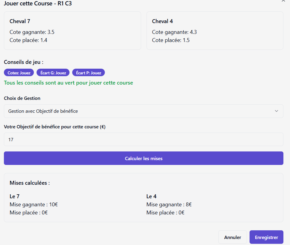 Course C3 gagnante
